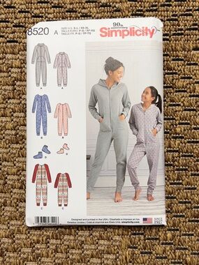 Simplicity 8520 Onesie Pajama Pattern